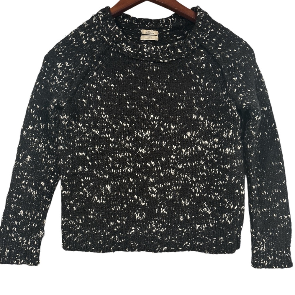 Wallace by J Crew Chic Black and White Women's wool Crew Neck Sweater - Picture 2 of 7